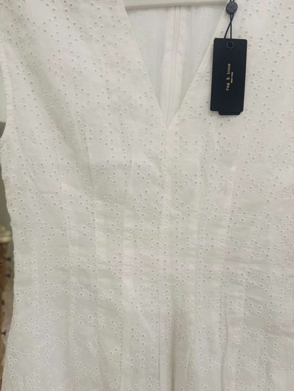 rag & bone White Eyelet V-Neck Dress - Picture 10 of 11